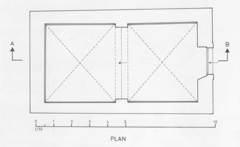 Robion, chapelle Saint-Sauveur : Plan, coupe AB.