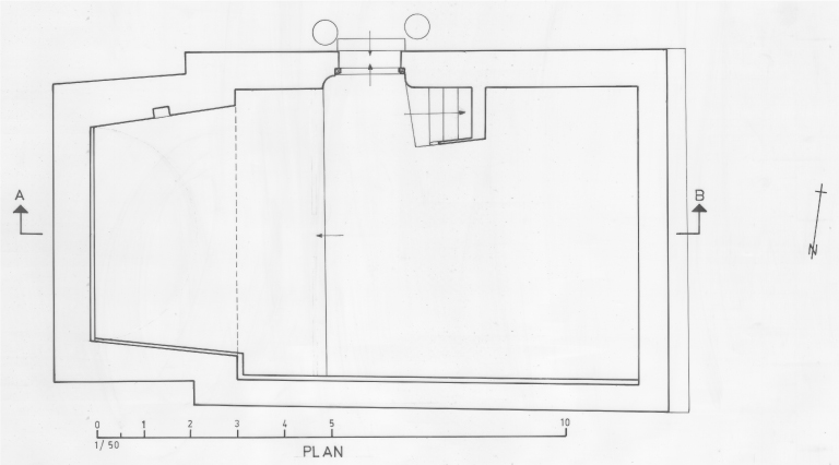 Plan. ; Ville Basse, chapelle Saint-Jean-Baptiste : Plan, coupe AB.