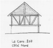 Habitat temporaire. Typologie des pignons. La Caro, parcelle 207.