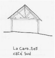 Habitat temporaire. Typologie des pignons. Le Caro, parcelle 205.