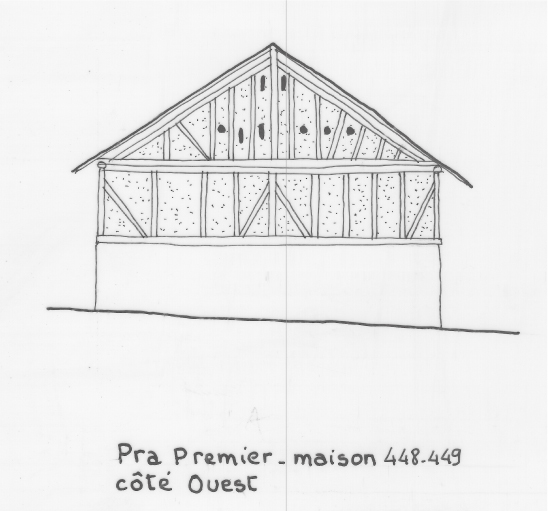 Habitat permanent. Typologie des pignons. pra Premier, parcelle 448-449.