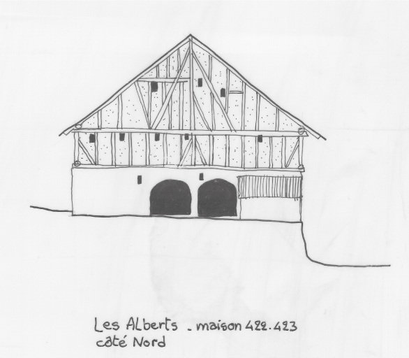 Habitat permanent. Typologie des pignons. Les Alberts, parcelle 422-423.