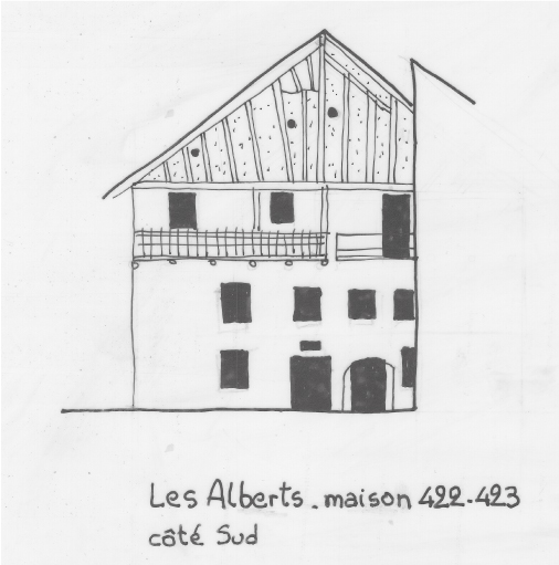 Habitat permanent. Typologie des pignons. Les Alberts, parcelle 422-423.