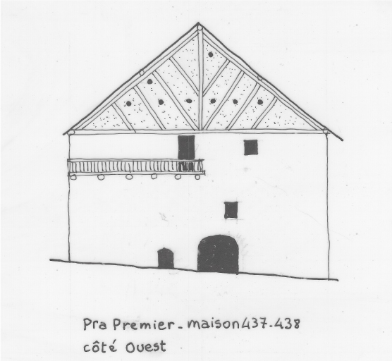 Habitat permanent. Typologie des pignons. Pra premier, parcelle 437-438.