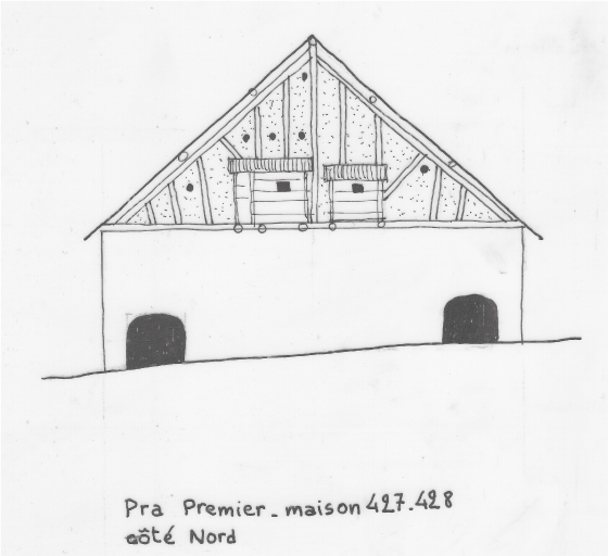 Habitat permanent. Typologie des pignons. Pra Premier, parcelle 427-428.