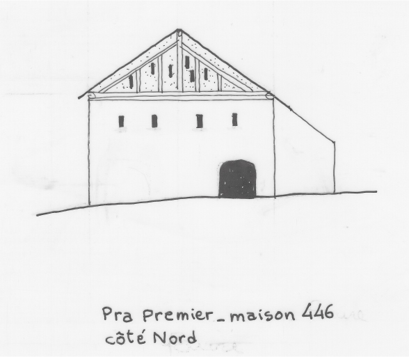Habitat permanent. Typologie des pignons. Pra Premier, parcelle 446.