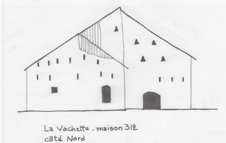 Habitat permanent. Typologie des pignons. La Vachette, parcelle 312.
