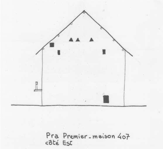 Habitat permanent. Typologie des pignons. Pra Premier, parcelle 407.