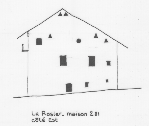 Habitat permanent. Typologie des pignons. Le Rosier, parcelle 281.