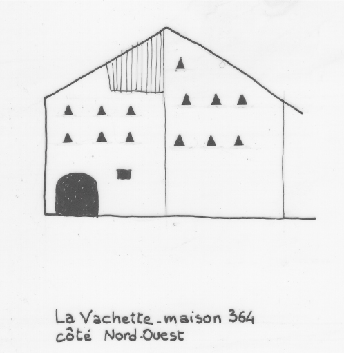 Habitat permanent. Typologie des pignons. La Vachette, parcelle 364.