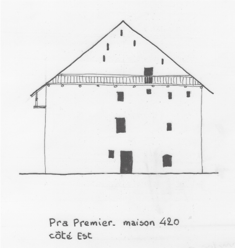 Habitat permanent. Typologie des pignons. Pra Premier, parcelle 420.
