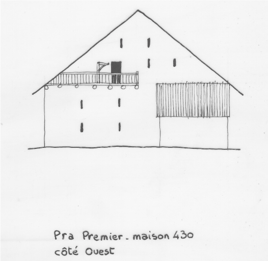 Habitat permanent. Typologie des pignons. Pra premier, parcelle 430.
