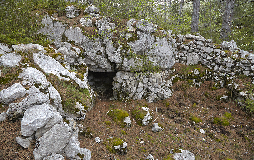 Entrée de l'abri sous roche. Vue prise du sud.