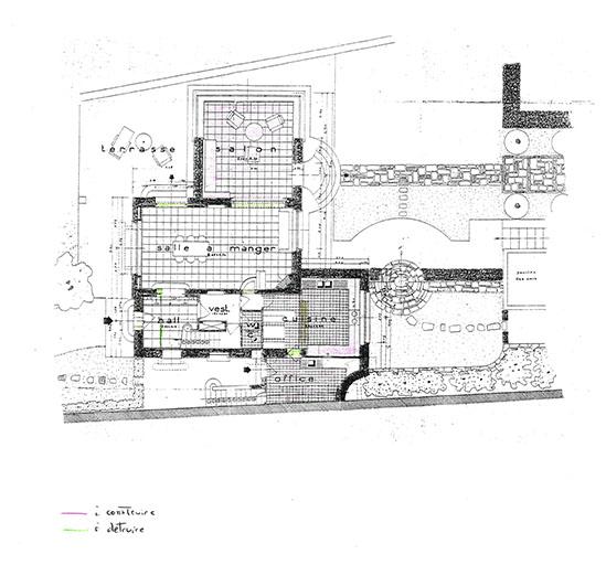 [Villa Toi et Moi. Projet d'agrandissement, 1947. Détail : plan du rez-de-chaussée.