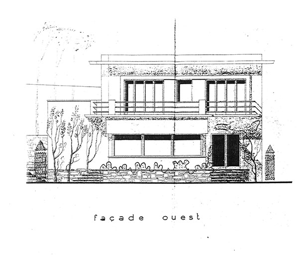 [Villa Toi et Moi. Projet d'agrandissement, 1947. Détail : élévation ouest.