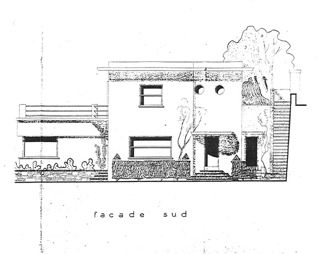 [Villa Toi et Moi. Projet d'agrandissement, 1947. Détail : élévation sud.