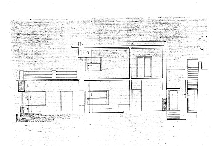 [Villa Toi et Moi. Projet d'agrandissement, 1947. Détail : coupe nord-sud.