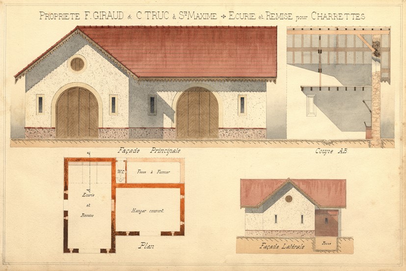PROPRIETE F. GIRAUD & C. TRUC à STE MAXIME - ECURIE et REMISE pour CHARRETTES.