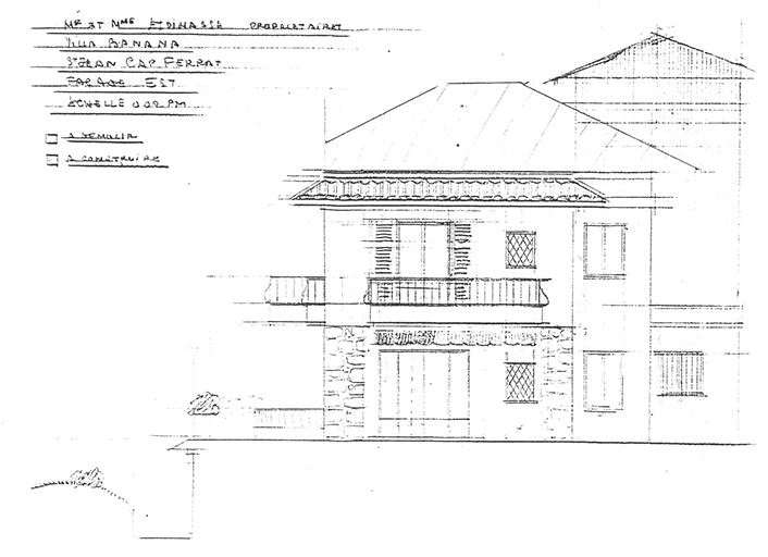 Mr et Mme Espinasse propriétaires. Villa Banana. St Jean Cap Ferrat. Façade est. [Projet d'agrandissement]. 1962.