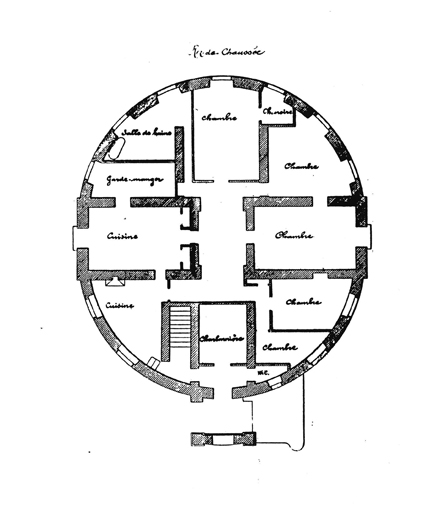 Villa La Vigie à Saint-Jean-Cap-Ferrat. Plans. - Architecte M. E. Crozet-Fourneyron. [Plan du rez-de-chaussée, du premier étage, du deuxième étage, du troisième étage, du toit terrasse réalisés d'après le projet initial de 1887]. vers 1926. Détail : plan du rez-de-chaussée.