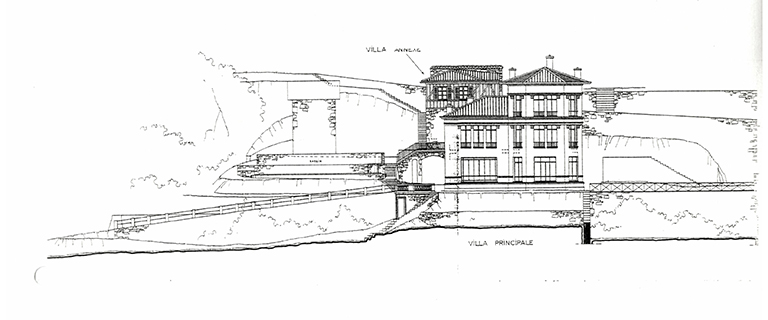 [Villa Marguerite à Eze. Permis de construire. Etat des lieux avant transformation : plans, élévations.] 1968. Détail : élévation sud.