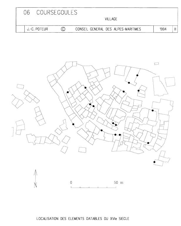 Localisation des éléments datables du XVIe siècle. 