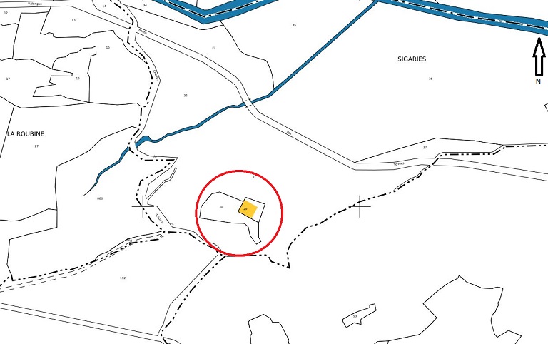 Plan de masse et de situation d'après le cadastre de 2022, section E, parcelle 29.