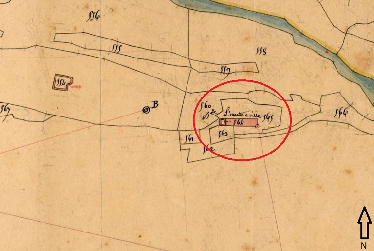 Plan de masse et de situation d'après le cadastre de 1841, section G, parcelles 563 à 565.