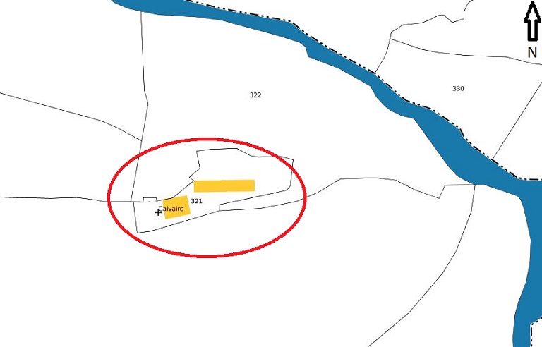 Plan de masse et de situation d'après le cadastre de 2022, section G, parcelle 321.