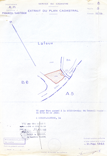 [Plan de situation joint à la demande de déclaration d'utilité publique pour l'acquisition d'une parcelle destinée à la construction d'une station d'épuration au village de Harkis, octobre 1965]