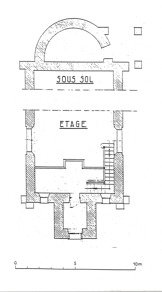 Chapelle de la villa Fiorentina à Cannes. Plans partiels de l'étage de soubassement et de la tribune. 1953 ?