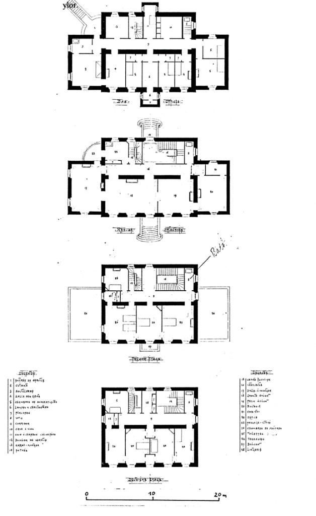 [Villa Monte Leo à Cannes. Plans du sous-sol, du rez-de-chaussée, des 1er et 2e étages.] 1891