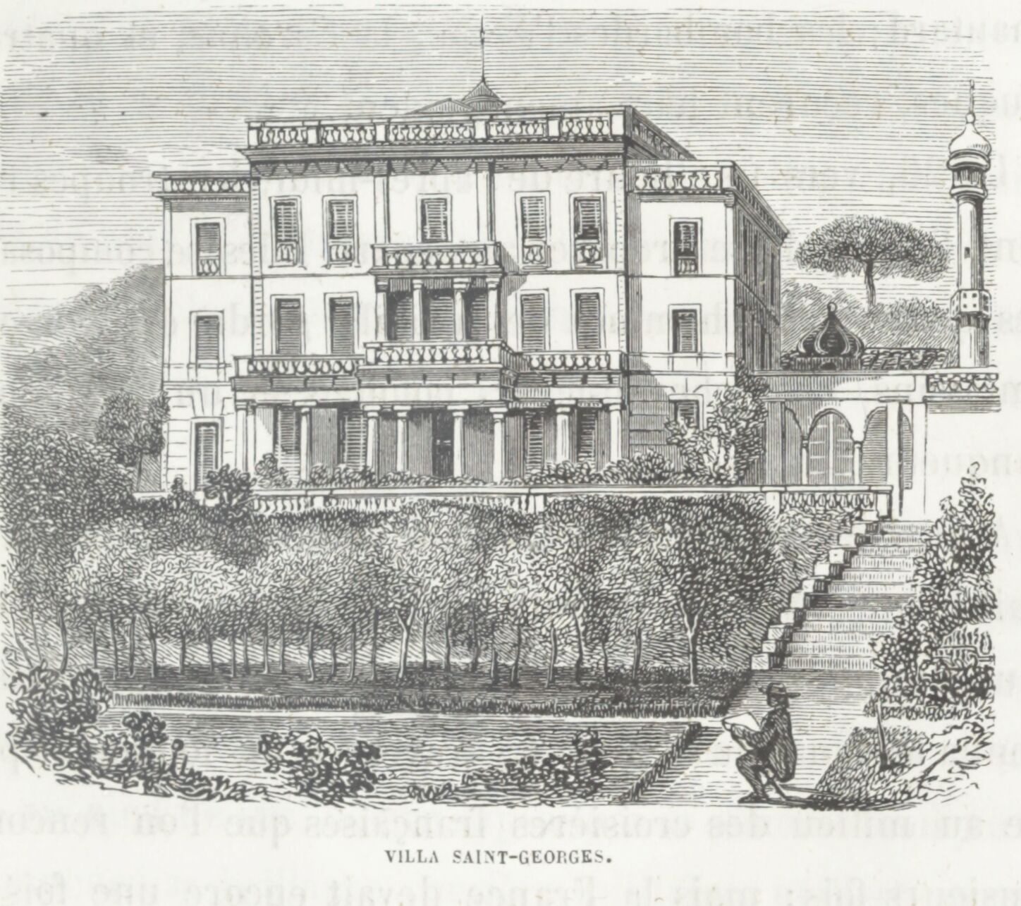 Villa Saint-Georges. [Façade sud sur les jardins], 1859. Source gallica.bnf.fr / BnF.