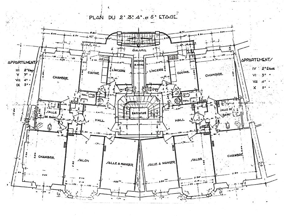 [Palais de l'Estérel. Plan des étages 2 à 5.]