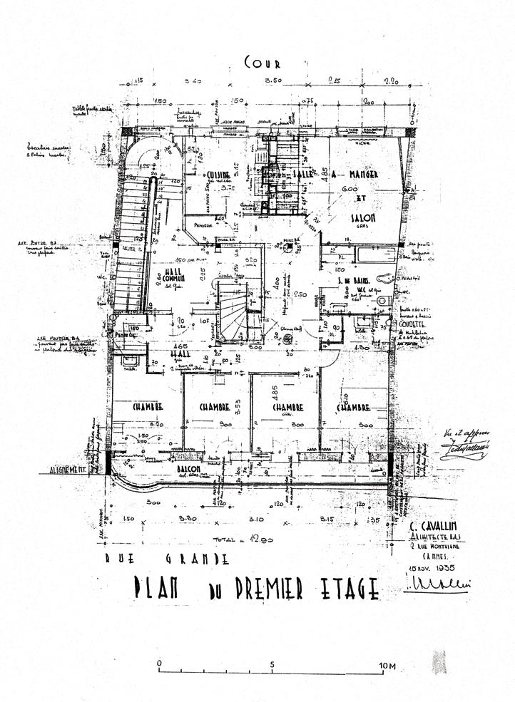 [Immeuble 9 rue Meynadier à Cannes. Plan du 1er étage.] 1935.