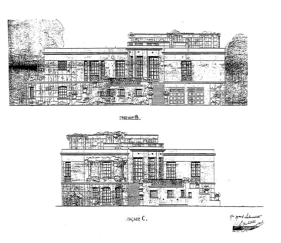 [Villa Laurana à Cannes. Elévations latérales sud et nord.] 1927.