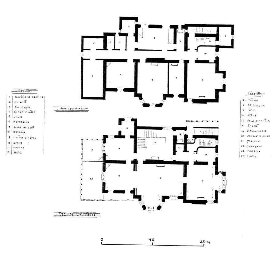 [Villa Les Mimosas à Cannes. Plans du sous-sol et du rez-de-chaussée. Premier état.] Vers 1880.