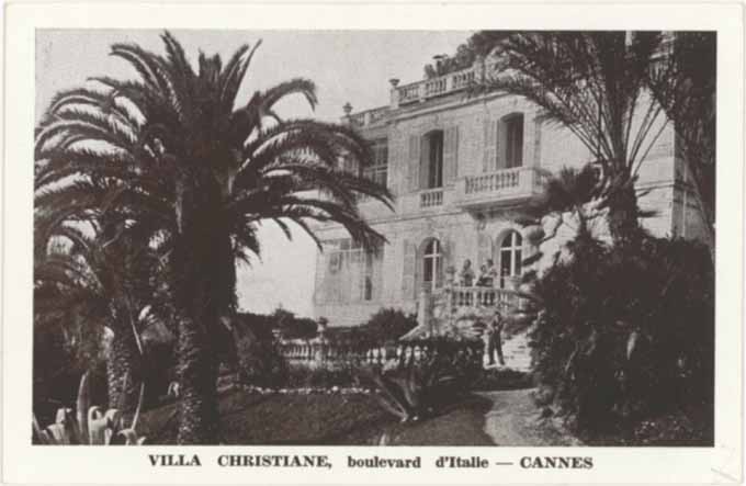 Villa Christiane, boulevard d'Italie - Cannes. [Vue prise du sud-est depuis le jardin.], sd.