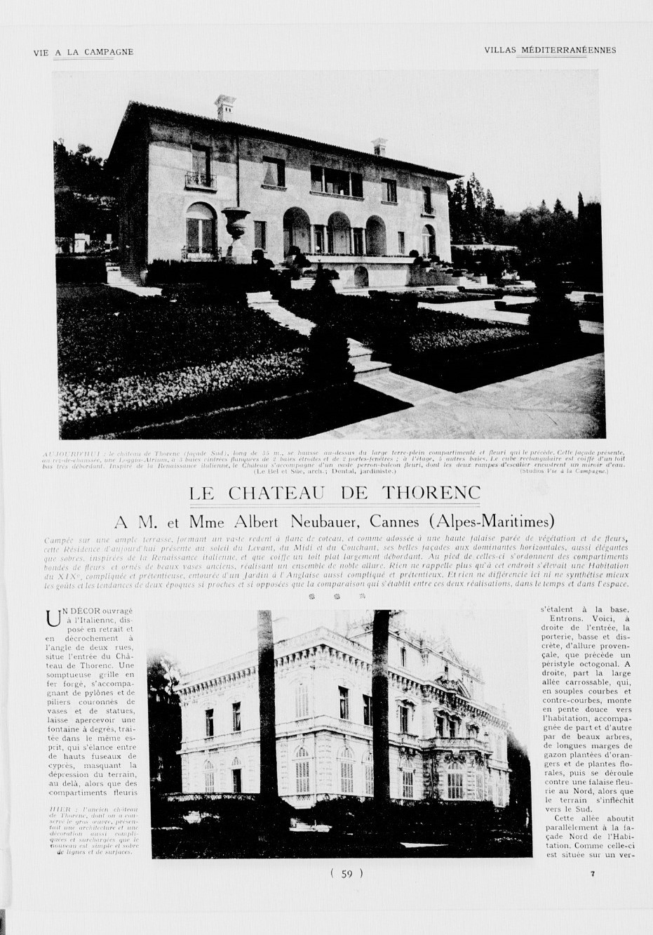 [Château Thorenc avant et après transformations. Façade sud.], 1932.