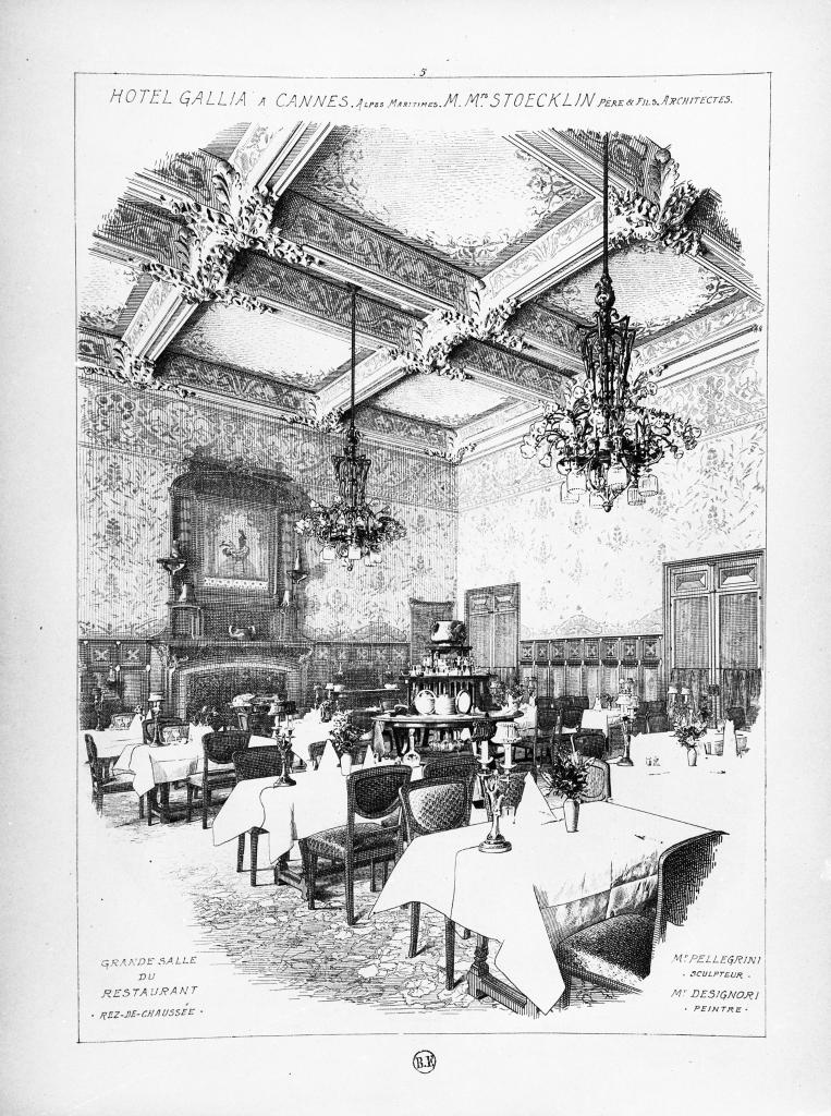 Grande salle du restaurant. Rez-de-chaussée, [vers 1901].