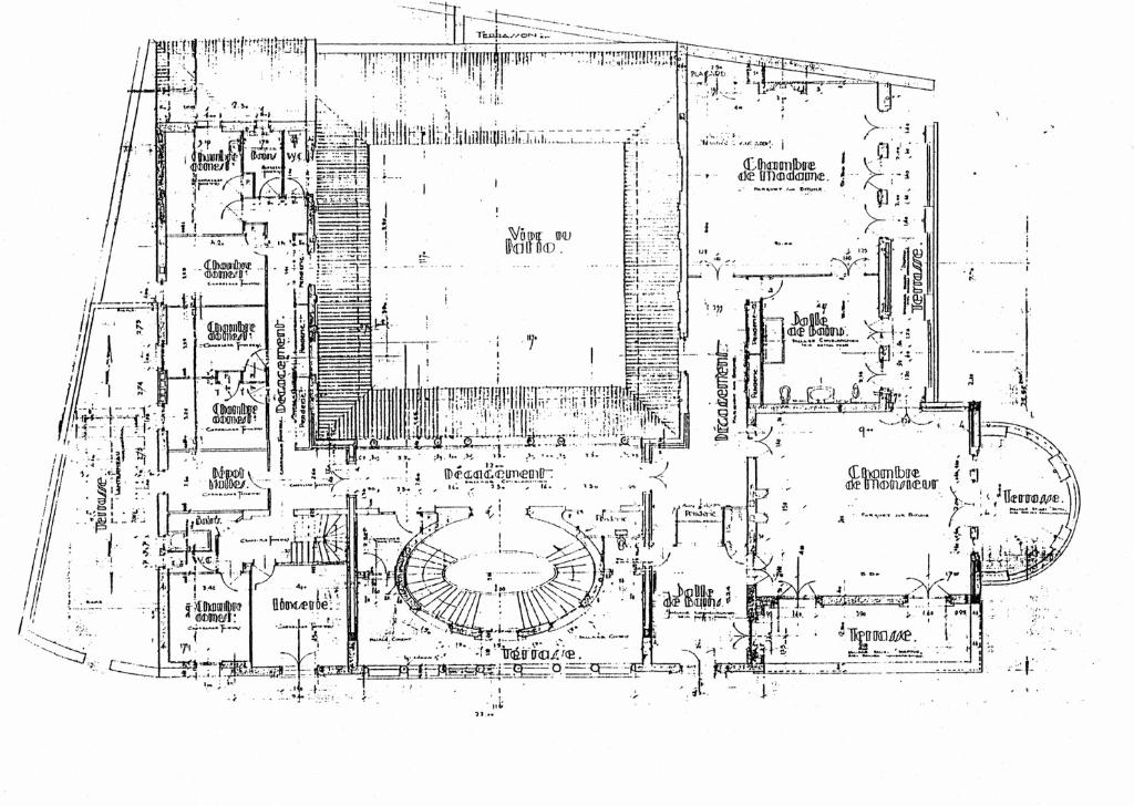 El Patio. Propriété de Mr James Milne au boulevard Eug. Gazagnaire. Cannes. [Plan du 1er étage], 1930.