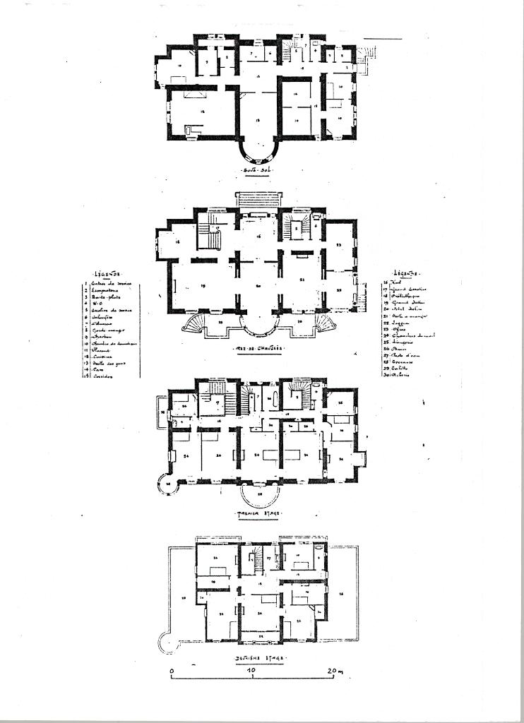La Favorite. [Villa La Favorite à Cannes. Plans des sous-sol, rez-de-chaussée, 1er et 2e étages.] 1890.