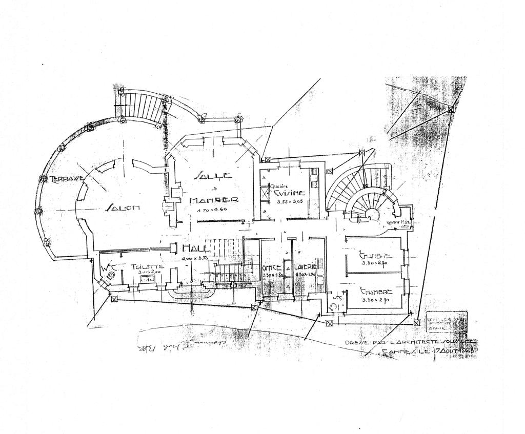 Propriété de Mr. Minchin - Isola Bella - Cannes. Projet de villa. [Plan du rez-de-chaussée.] 1928.