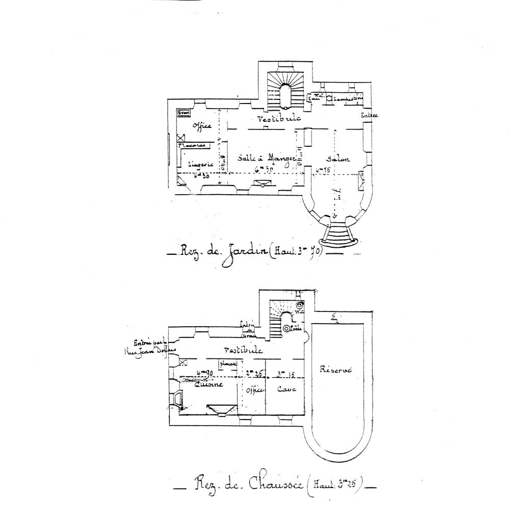 Villa Petite Roccamare. Route de Fréjus à Cannes. Rez-de-jardin. Rez-de-chaussée. Vers 1951.