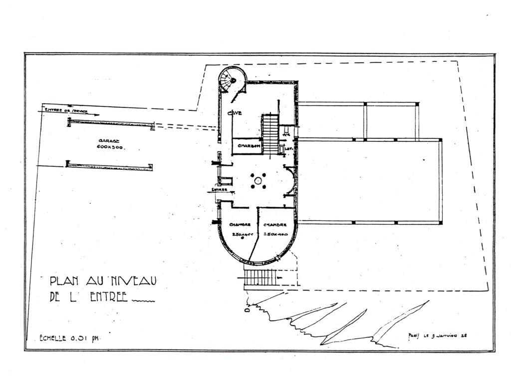 [Villa la Romée à Cannes, avant-projet]. Plan au niveau de l'entrée. 1928.