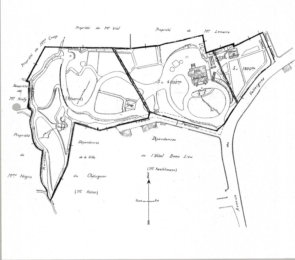 [Plan du jardin de la villa Beau Réveil à Cannes.], vers 1925-1930.
