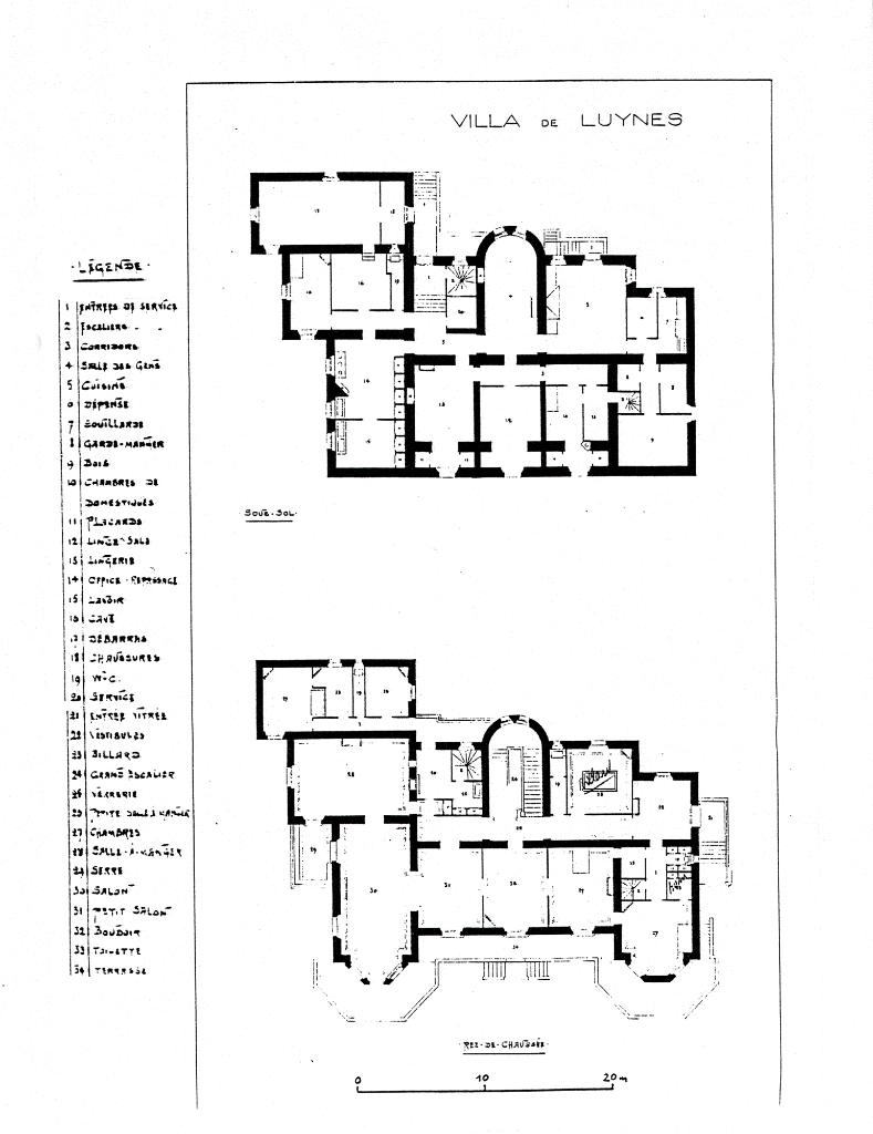 Villa de Luynes. Sous-sol. Rez-de-chaussée, 1890.