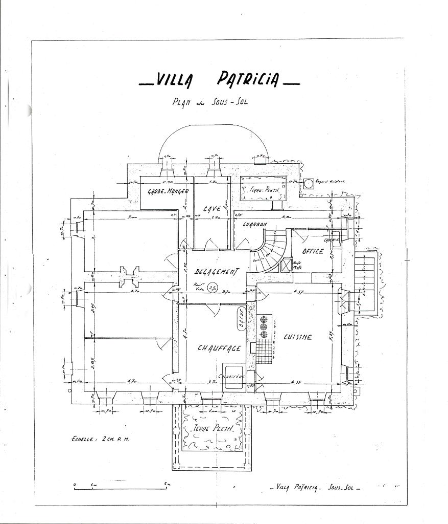 Villa Patricia - Plan du sous-sol, 1926.