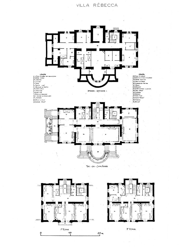 Villa Rebecca. [Plans des niveaux.], 1884.