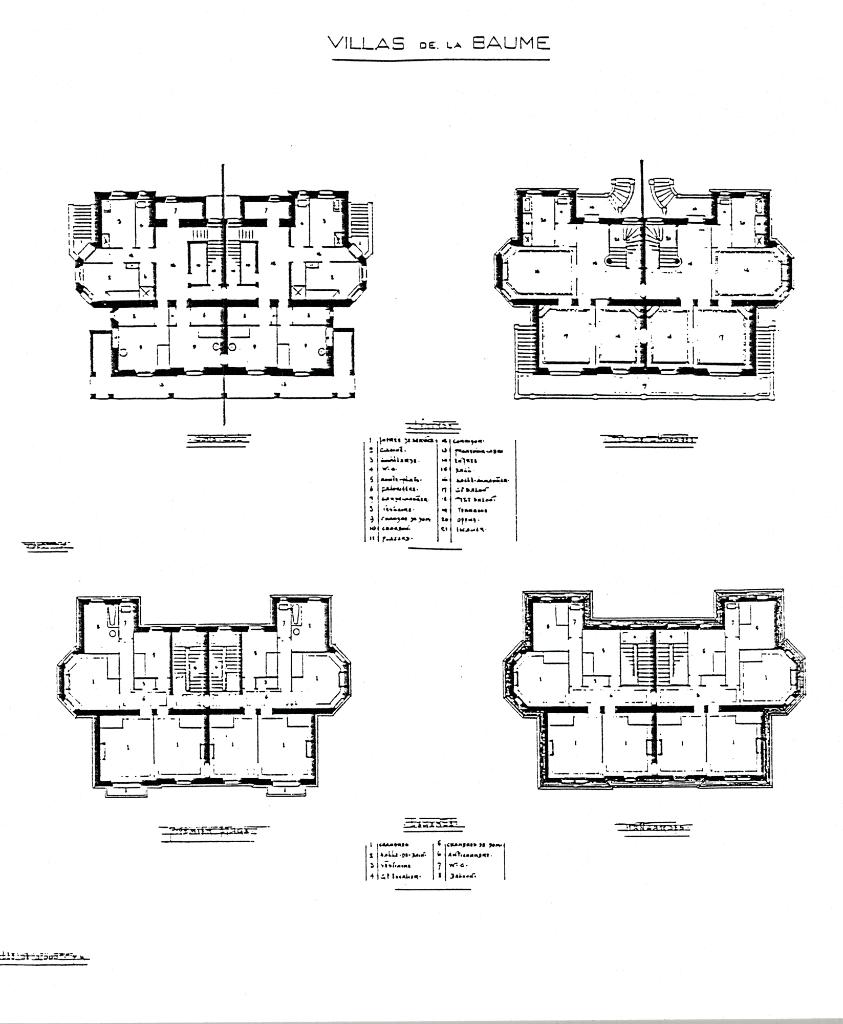 Villas de la Beaume. [Plans des niveaux.], 1894.